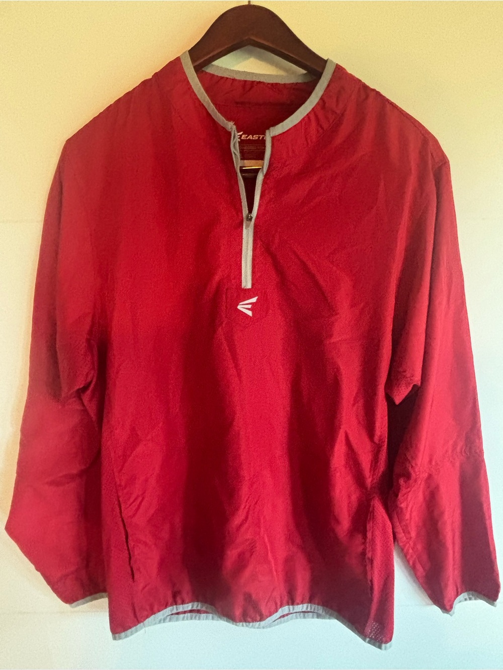 Easton Men's Red/Gray Alpha Baseball Cage Jacket Half-Zip, size L